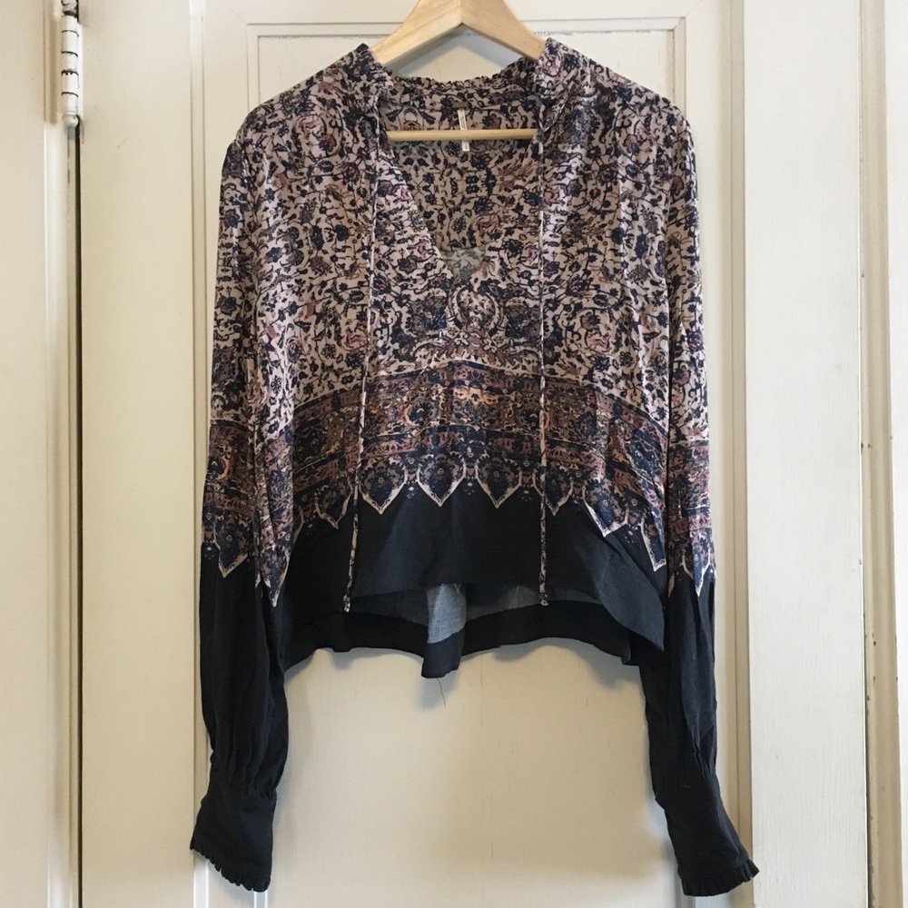 Free People tie neck boho top